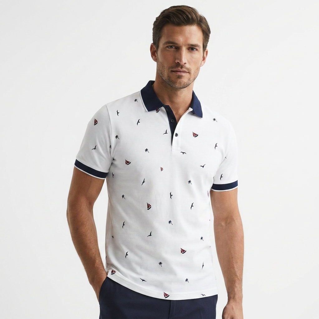 Serno | Męska koszulka polo ze wzorem stylowy design i letni komfort