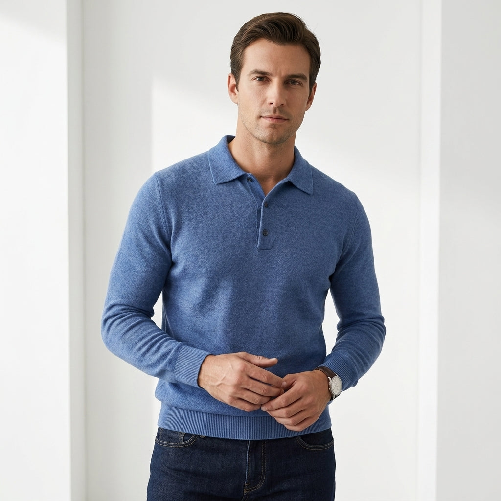 Serno | Męski sweter polo z wełny merino dopasowany premium