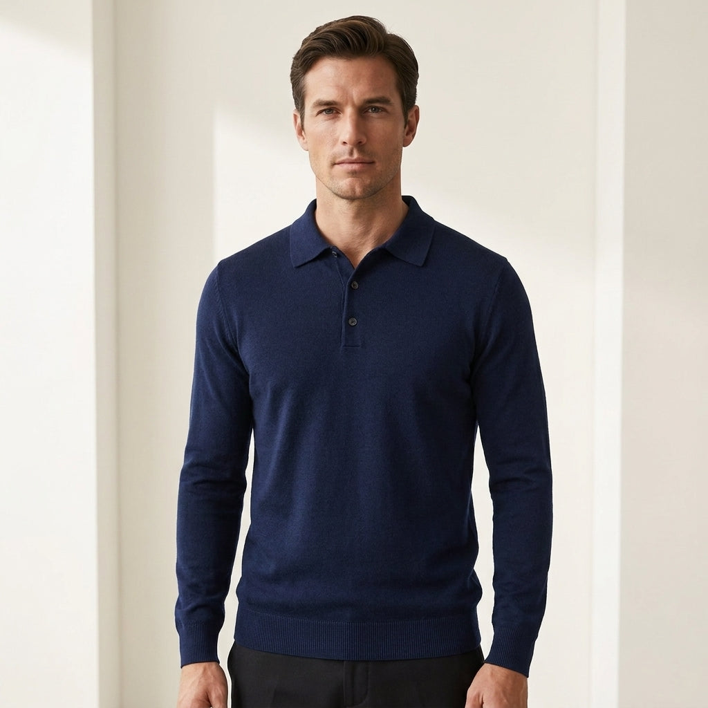 Serno | Męski sweter polo z wełny merino dopasowany premium