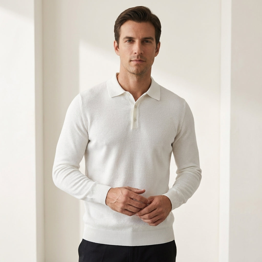 Serno | Męski sweter polo z wełny merino dopasowany premium