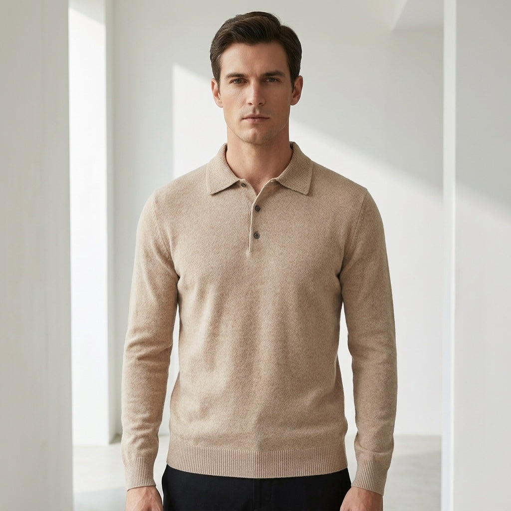 Serno | Męski sweter polo z wełny merino dopasowany premium