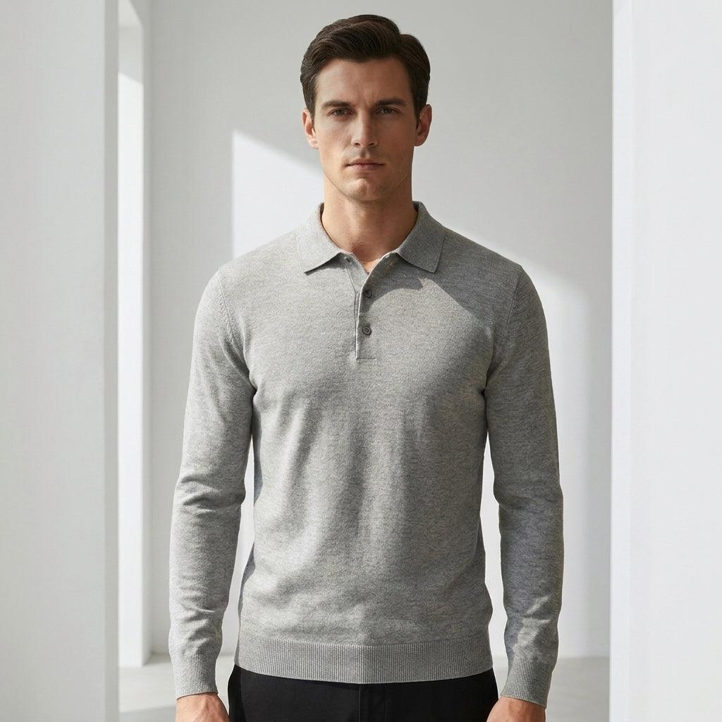Serno | Męski sweter polo z wełny merino dopasowany premium