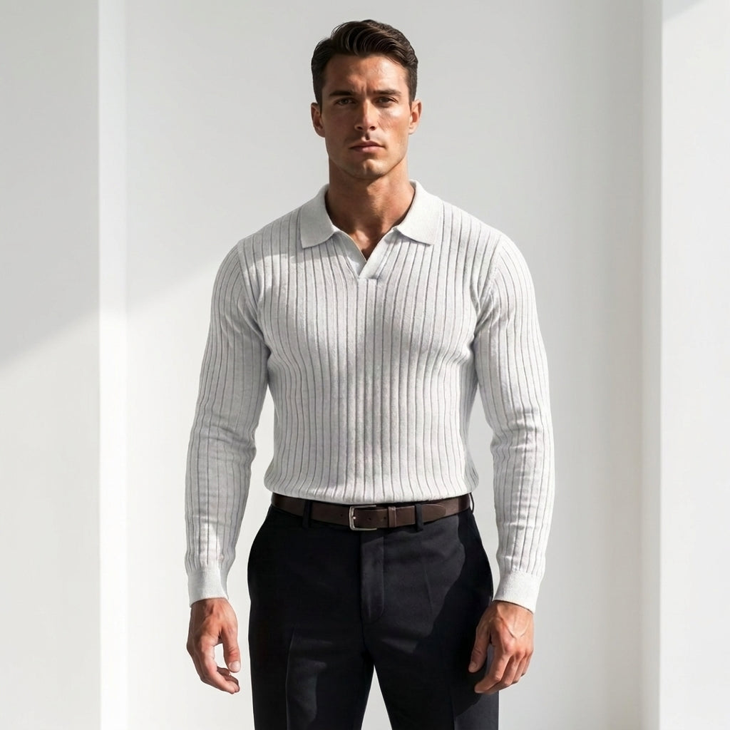 Serno | Elegancki sweter polo męski z długim rękawem nowoczesny styl i komfort