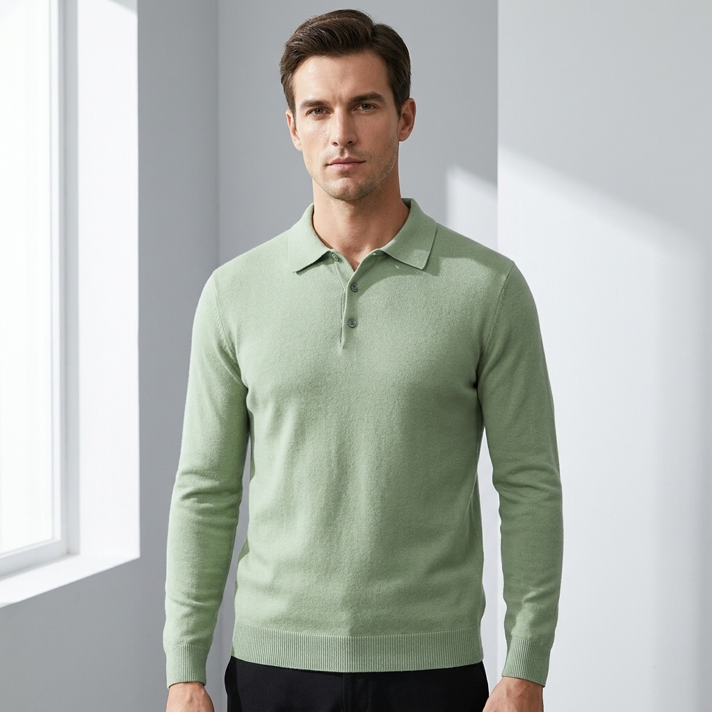 Serno | Męski sweter polo z wełny merino dopasowany premium